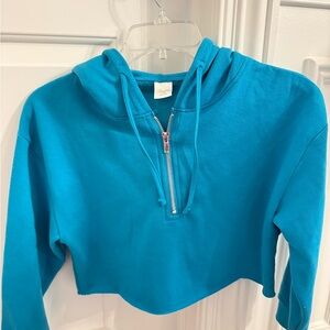 Vibrant teal/blue girls Half-Zip Hoodie